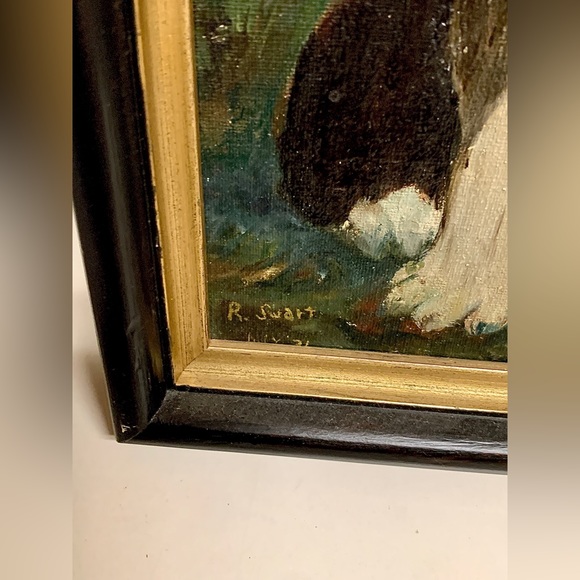 1931 Vintage Artist Signed Framed Oil Paint on Canvas Potrait of Boston Terrier - Picture 8 of 16